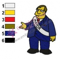 Mayor Quimby Simpsons Embroidery
